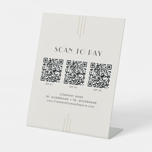 Signe De Table EVERLY Ivory Black Business QR Code Scan To Pay (Recto)