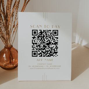 Signe De Table EVERLY Or Art Déco Simple Scanner Pour Payer