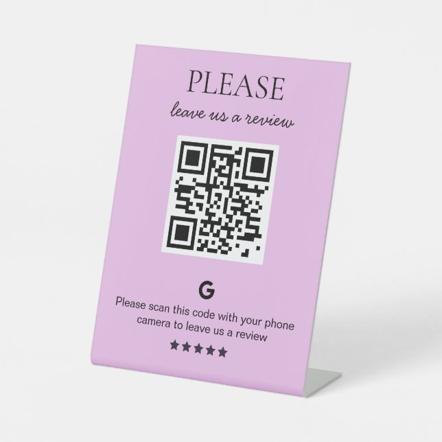 Signe De Table Examen du code QR d'entreprise (Recto)