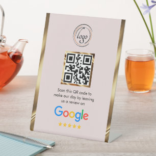Signe De Table Examen Google du code QR d'entreprise personnalisé