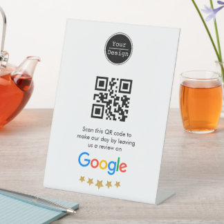Signe De Table Examen Google du code QR d'entreprise personnalisé