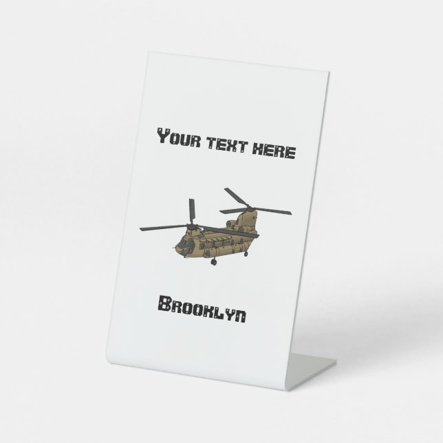 Signe De Table Exemple d'hélicoptère militaire Chinook (Recto)