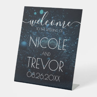 Signe De Table Explosion de poussière bleue personnalisée Bienven
