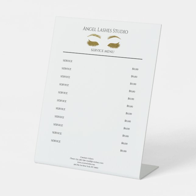 Signe De Table Extension des cils Salon Or (Recto)