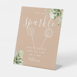 Signe De Table Fais briller l'amour Fleurs Mariage Tan