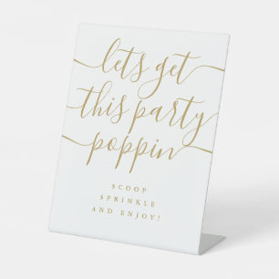 Signe De Table Faites Péter Cette Fête Bar à Popcorn en Or