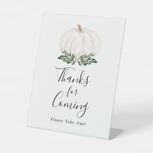 Signe De Table Fall Greenery White Citrouille Merci pour le proch