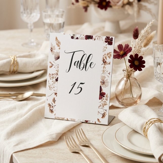 Signe De Table Fall Wildflowers Floral Wedding  (Créateur téléchargé)