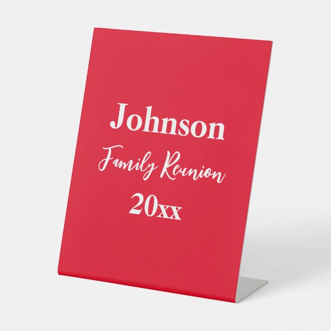 Signe De Table Famille Réunion Rouge et blanc Nom Année Modèle (Recto)