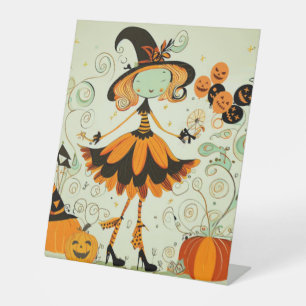 Signe De Table fantaisiste/sorcière/citrouille/automne