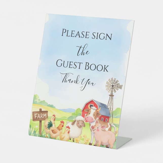 Signe De Table Farm Animals Baby Shower Table Sign (Recto)