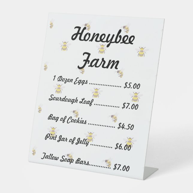 Signe De Table Farmstand Product Sign Template Honeybee Theme (Recto)