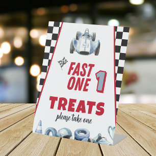 Signe De Table Fast One 1er anniversaire Garçon Voitures de cours
