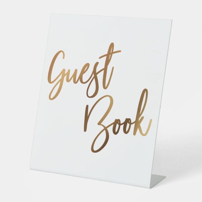 Signe De Table Faux Gold Simple Typographie Livre d'or (Recto)