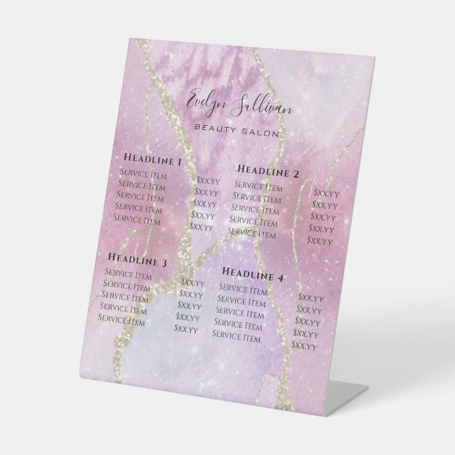 Signe De Table Faux Pearlescent Effet Beauté Salon Tarifs (Recto)