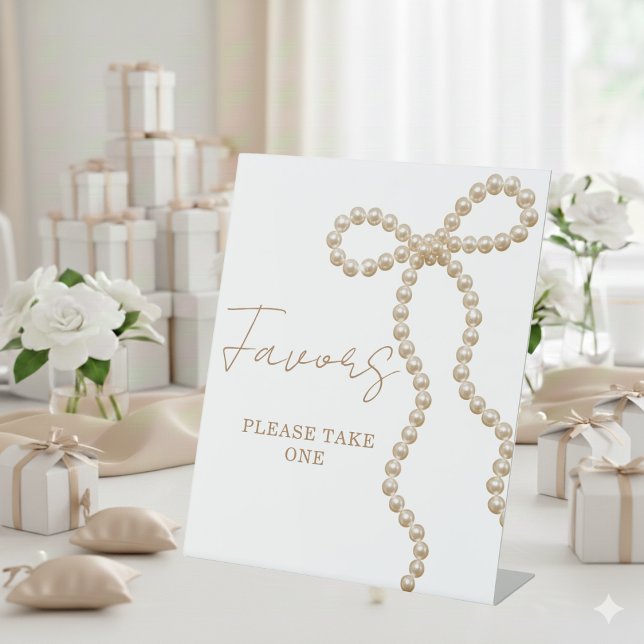 Signe De Table Faveur de douche de mariée Pearl Bow Elle Attache  (Créateur téléchargé)