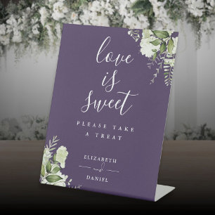 Signe De Table Faveur de verdure florale violette Amour est doux