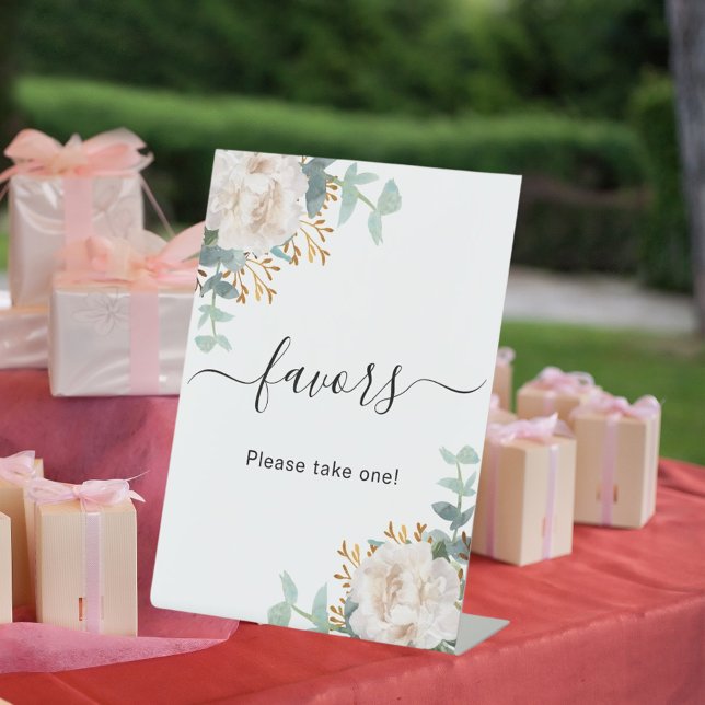 Signe De Table Faveur eucalyptus fleurs blanches (Créateur téléchargé)