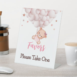 Signe De Table Faveur Signer Fille Ours Baby shower Bearly Wait