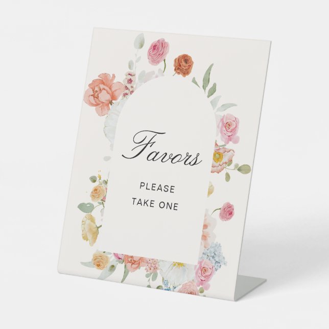 Signe De Table Faveurs d'arche de fleurs printanières colorées (Recto)