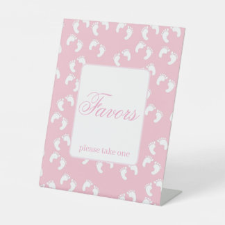 Signe De Table Faveurs de Baby Shower Empreintes de Bébé Rose