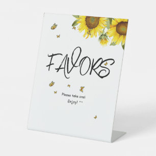 Signe De Table Faveurs de Baby Shower Tournesols et Papillons