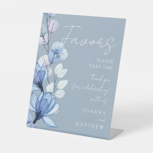Signe De Table Faveurs de fleurs transparentes modernes bleu pous