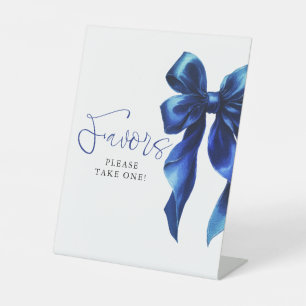 Signe De Table Faveurs de mariage avec un nœud bleu marine