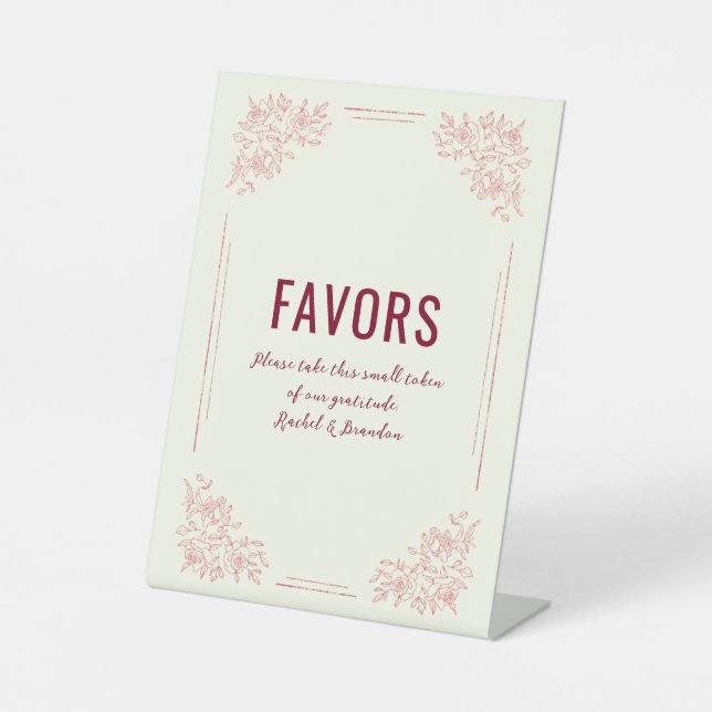 Signe De Table Faveurs de mariage botaniques de Bourgogne (Recto)