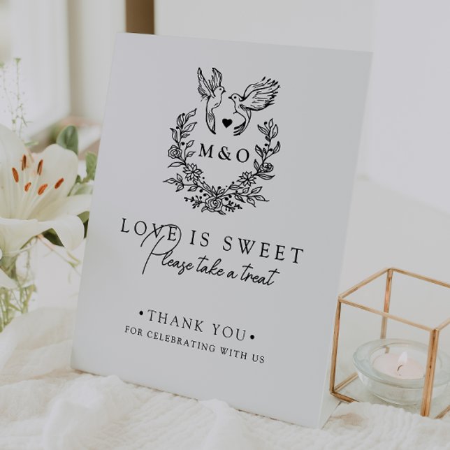Signe De Table Faveurs de mariage écriture colombes botaniques mi (Créateur téléchargé)