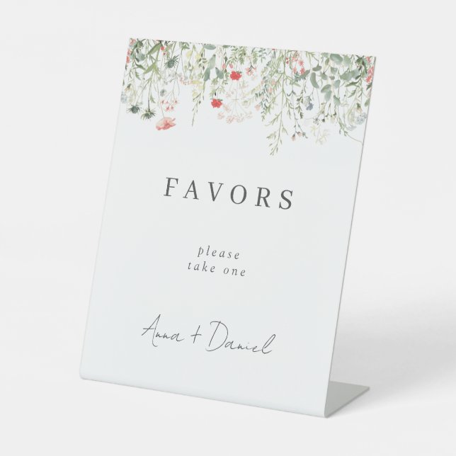 Signe De Table Faveurs de mariage élégantes de fleurs sauvages (Recto)