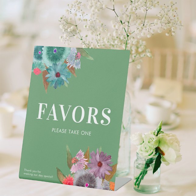 Signe De Table Faveurs de mariage Fleur sauvage vert S'il vous pl (Créateur téléchargé)