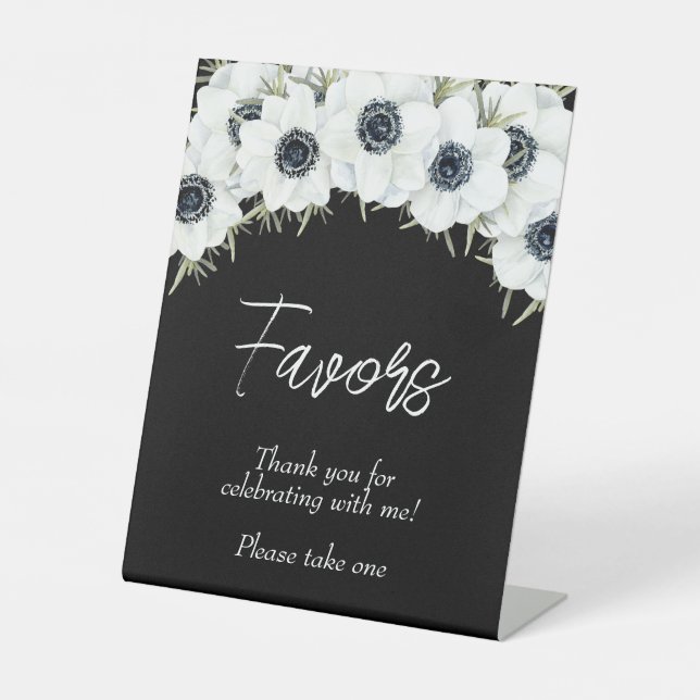 Signe De Table Faveurs de mariage floral noir et blanc (Recto)