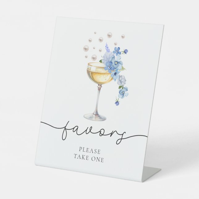 Signe De Table Faveurs de Mariage Florales Perles & Prosecco (Recto)