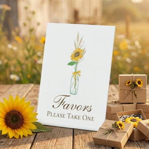 Signe De Table Faveurs de mariage florales rustiques au tournesol