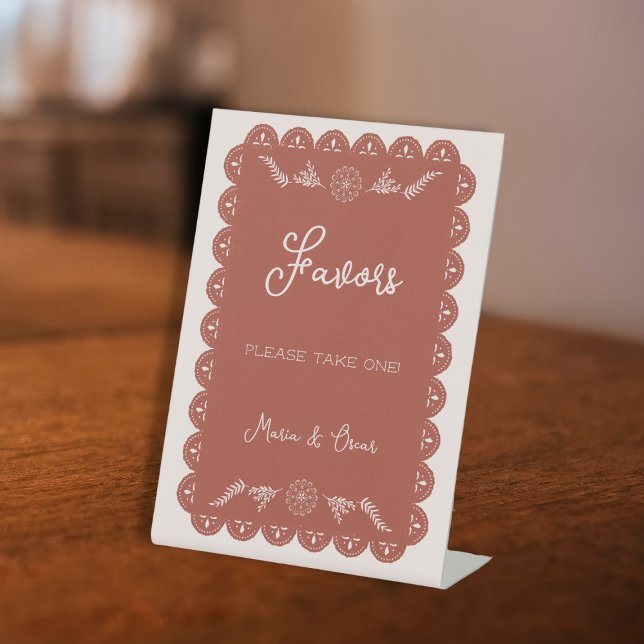 Signe De Table Faveurs de mariage prendre un Papel Picado Mexicai (Wedding Favors Take One Papel Picado Mexican Pedestal Sign)