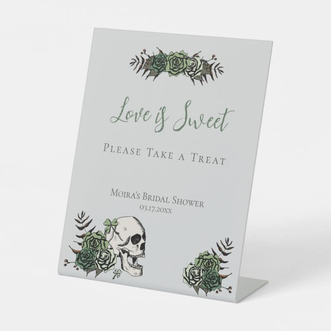 Signe De Table Faveurs de Salle de Mariage Irlandais Roses Crâne  (Recto)