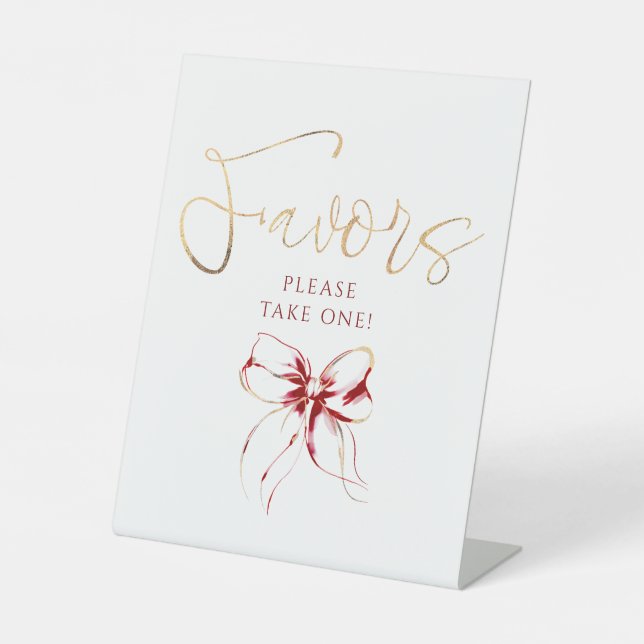 Signe De Table Faveurs de salle de mariage Rouge foncé et Or (Recto)