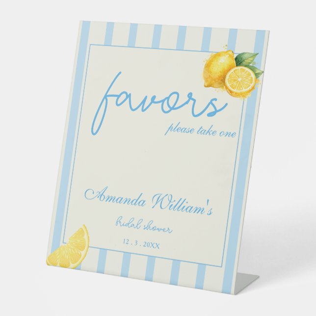 Signe De Table Faveurs de salle pour mariage avec rayures de citr (Recto)