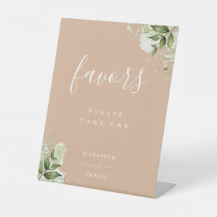 Signe De Table Faveurs de table de verdure florale beige