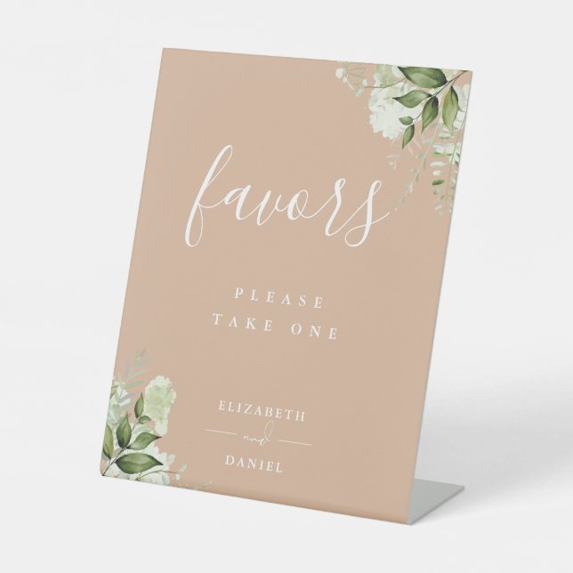 Signe De Table Faveurs de table de verdure florale beige (Recto)