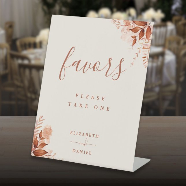 Signe De Table Faveurs de table florales rustiques d'automne (Rustic Floral Autumn Fall Favors Table Pedestal Sign)