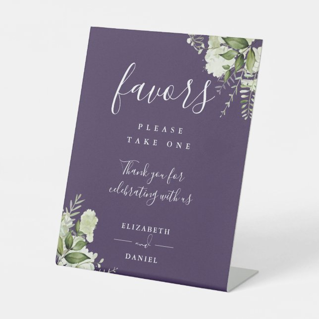 Signe De Table Faveurs de verdure florale élégante violette  (Recto)