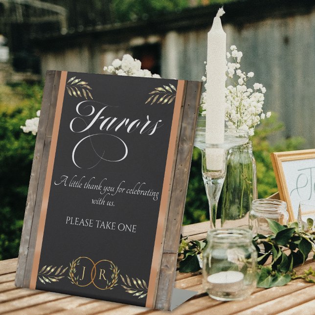 Signe De Table Faveurs Monogramme & Ruban - Pêche (Créateur téléchargé)