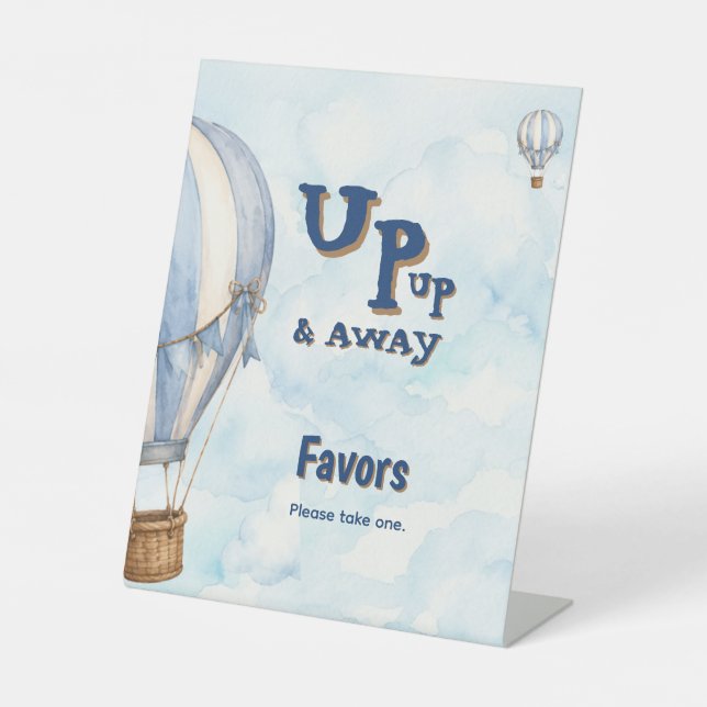 Signe De Table Faveurs Montgolfière Bleue Envolée (Recto)