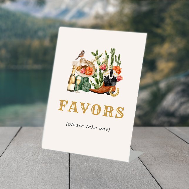 Signe De Table Faveurs occidentales (Western Favors Pedestal Sign by Painted Paperie
)