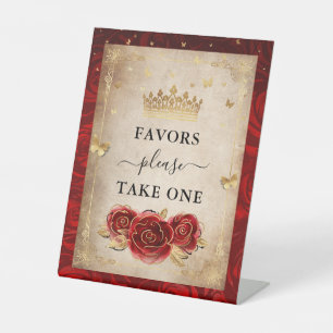 Signe De Table Faveurs S'Il Vous Plaît Prendre Une Roses Rouge C