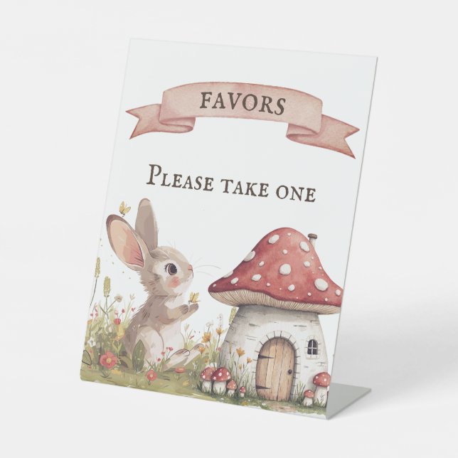 Signe De Table Faveurs vintage Baby shower lapin (Recto)