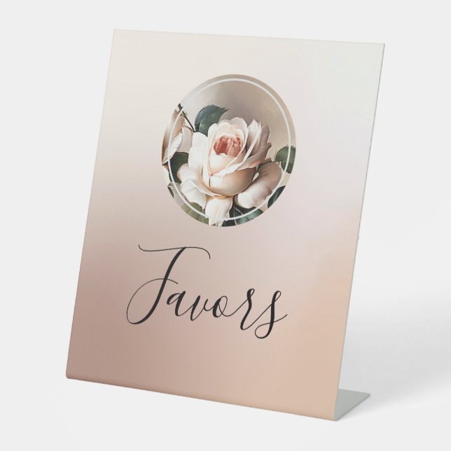 Signe De Table Favor de mariage beige rose (Recto)