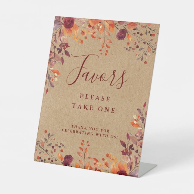 Signe De Table Favoris de mariage floraux d'automne rustiques de  (Recto)